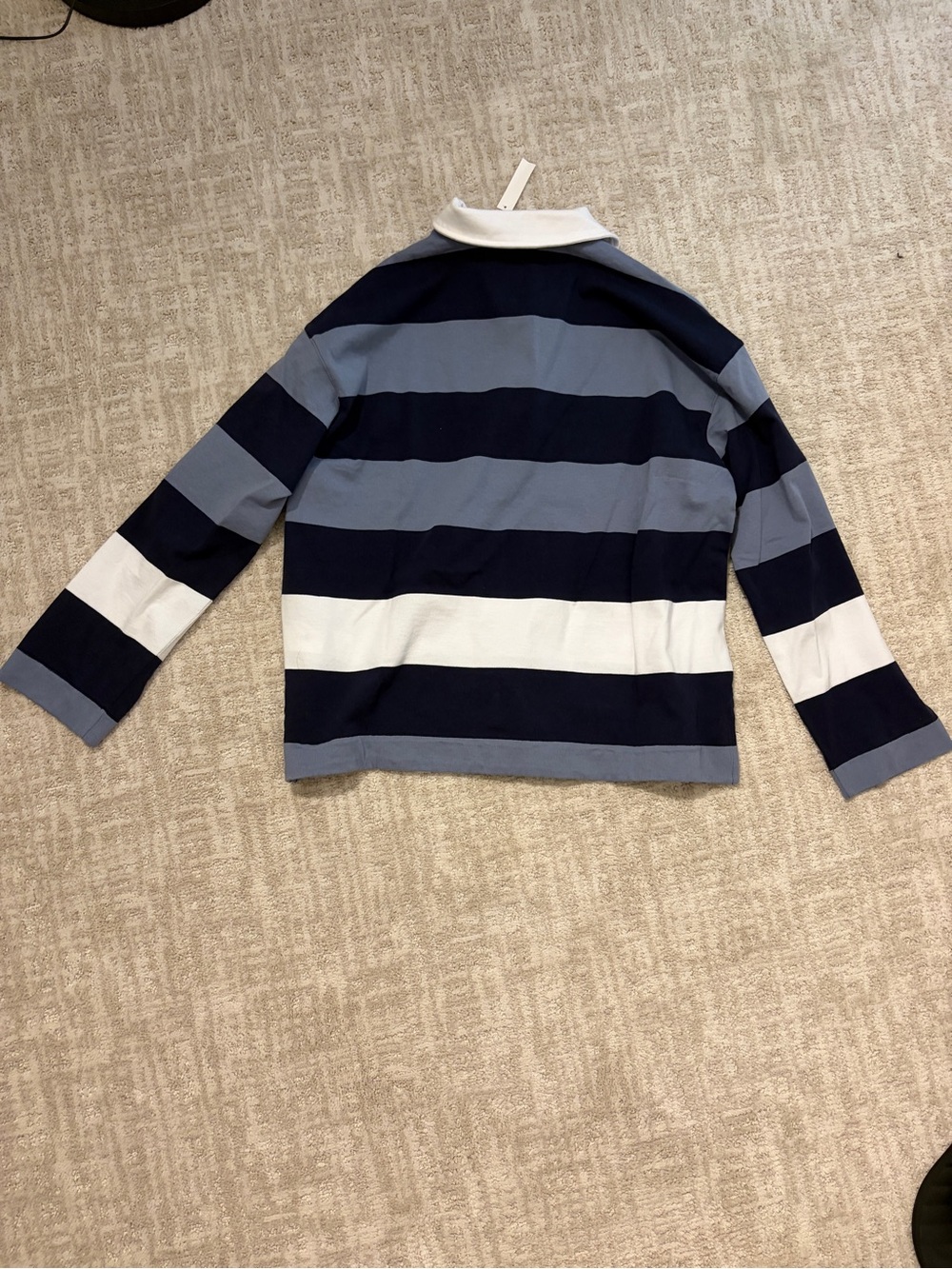 Madewell rugby long sleeve navy blue striped polo 100% cotton brand NWT - Picture 6 of 6